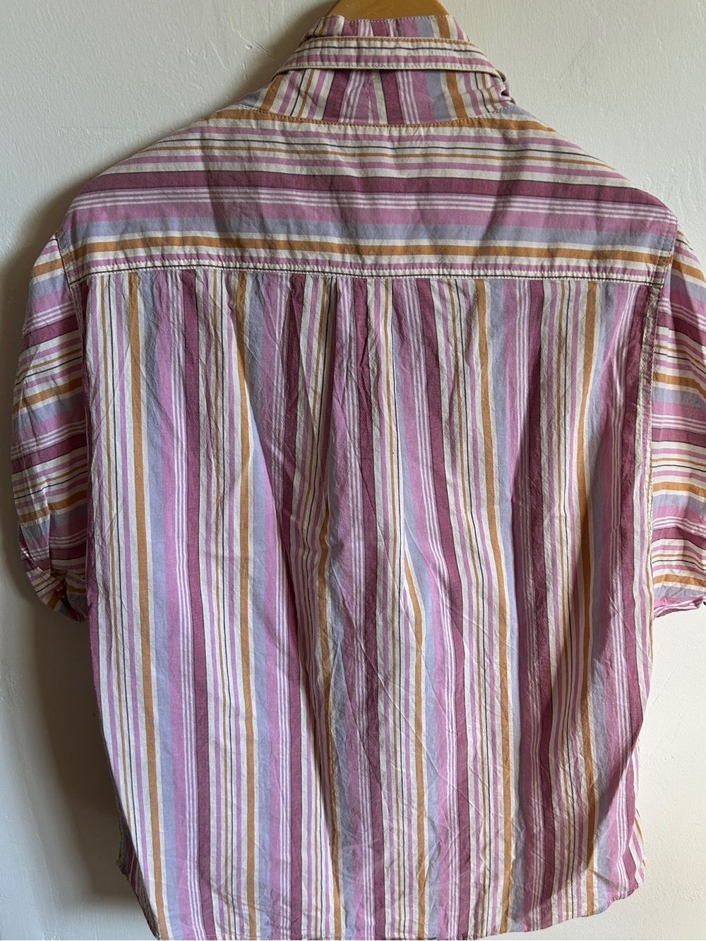 Isabel Marant Striped Pink, Yellow & White Cotton Puff-Sleeve Blouse - Picture 9 of 10